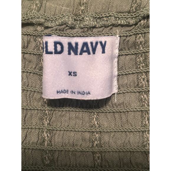 NWT Old Navy Olive Green Wrap Around Blouse Shirt Top Back Smocking Ties Sz XS - Picture 3 of 4